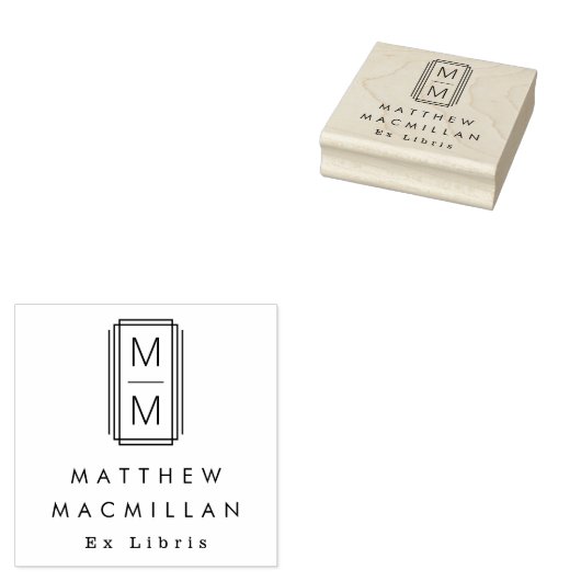 Monogram initials and name Ex libris library book ラバースタンプ (押印)