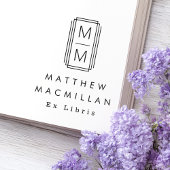 Monogram initials and name Ex libris library book ラバースタンプ