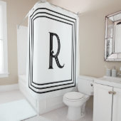 Monogram Initials Black White Script Decorative シャワーカーテン (インサイチュ)