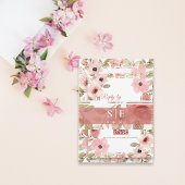 Monogram Initials Blush Floral Wedding  招待状ベリーバンド