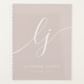 Monogram Initials Business Planner Rose Pink Ivory プランナー手帳 (正面)
