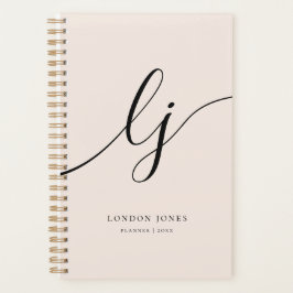 Monogram Initials Business Planner Script Name プランナー手帳