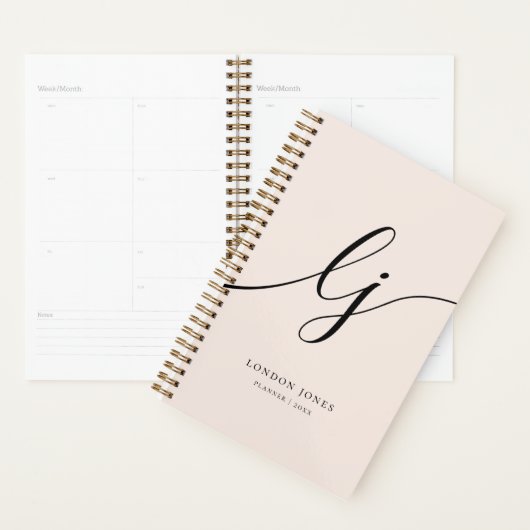 Monogram Initials Business Planner Script Name プランナー手帳 (ディスプレー)