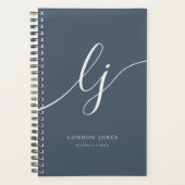 Monogram Initials Business Planner Script Navy プランナー手帳 (正面)