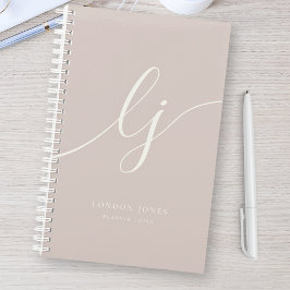 Monogram Initials Business Planner Script Pink プランナー手帳