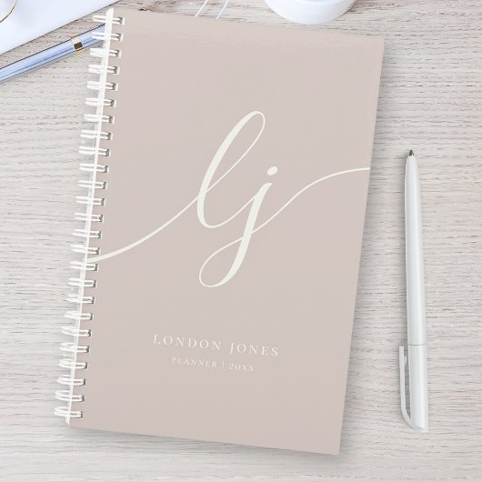 Monogram Initials Business Planner Script Pink プランナー手帳