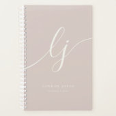 Monogram Initials Business Planner Script Pink プランナー手帳 (正面)