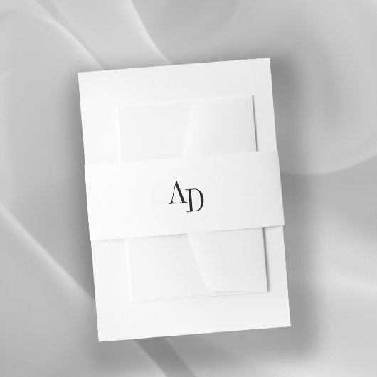 Monogram initials elegant black and white wedding 招待状ベリーバンド