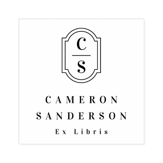 Monogram initials elegant border Ex Libris book ラバースタンプ (インプリント)