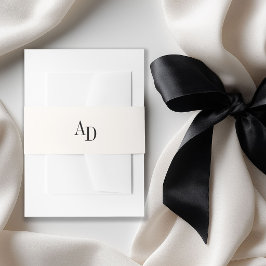 Monogram initials elegant ivory black wedding 招待状ベリーバンド