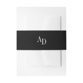 Monogram initials elegant white black wedding 招待状ベリーバンド (正面例)