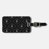 Monogram Initials Geometric Pattern Black ラゲッジタグ (正面横)