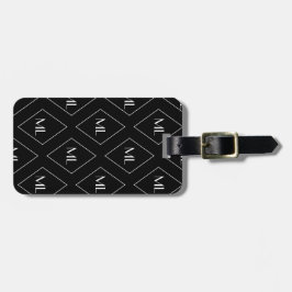 Monogram Initials Geometric Pattern Black ラゲッジタグ