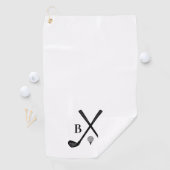 Monogram Initials Golf Clubs Theme Modern Elegant ゴルフタオル (インサイチュ)