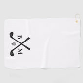 Monogram Initials Golf Clubs Theme Modern Elegant ゴルフタオル (横)