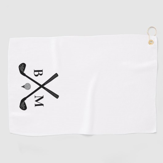 Monogram Initials Golf Clubs Theme Modern Elegant ゴルフタオル (横)