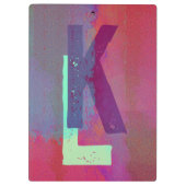 Monogram Initials Grunge Funky Purple Green Art クリップボード (裏面)