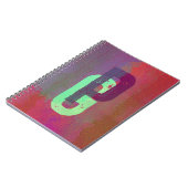 Monogram Initials Grunge Funky Purple Green Art ノートブック (左側)