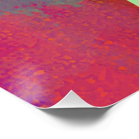 Monogram Initials Grunge Funky Purple Green Art ポスター (コーナー)