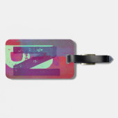 Monogram Initials Grunge Funky Purple Green Art ラゲッジタグ (裏面横)