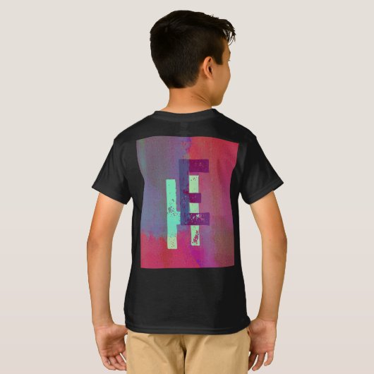 Monogram Initials Grunge Funky Purple Green Art Tシャツ (裏面フル)