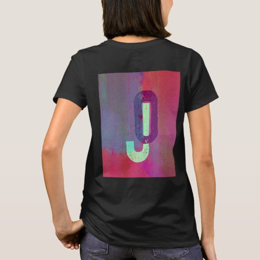 Monogram Initials Grunge Funky Purple Green Art Tシャツ (裏面)
