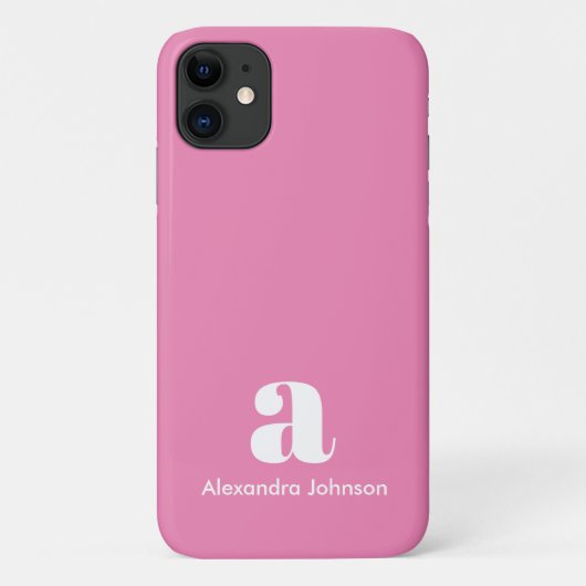 Monogram Initials Minimal Simple Pink Modern Case-Mate iPhoneケース (裏面)