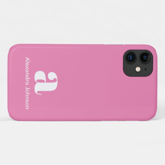 Monogram Initials Minimal Simple Pink Modern Case-Mate iPhoneケース (裏面(横))