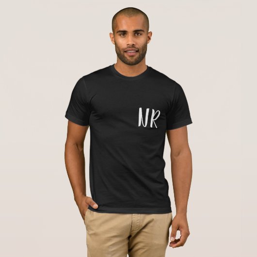 Monogram Initials Modern Black Elegant Design Tシャツ (正面フル)