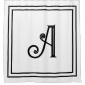 Monogram Initials Name Black White Custom Script シャワーカーテン (正面)