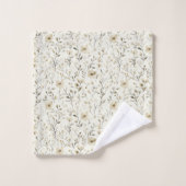 Monogram Initials Neutral Boho Florals Botanicals バスタオルセット (ウォッシュタオル)
