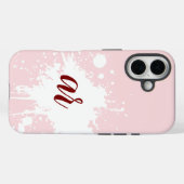 Monogram Initials Powder Pink White Splatter Girly Case-Mate iPhoneケース (裏面 (横))