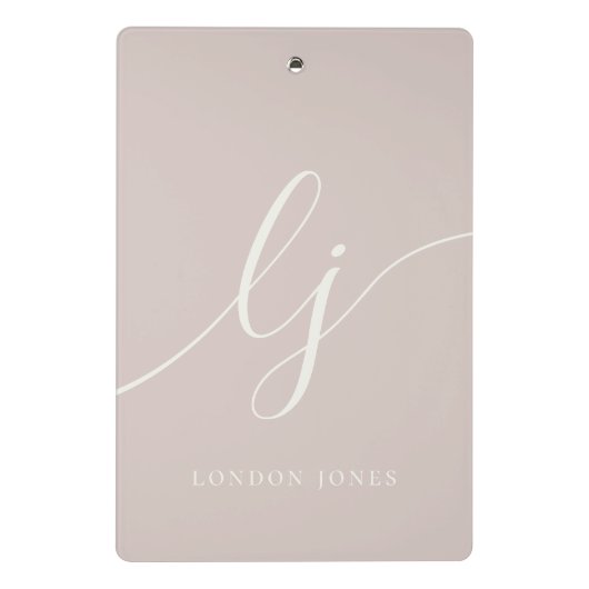 Monogram Initials Professional Minimal Rose Ivory ミニクリップボード (裏面)