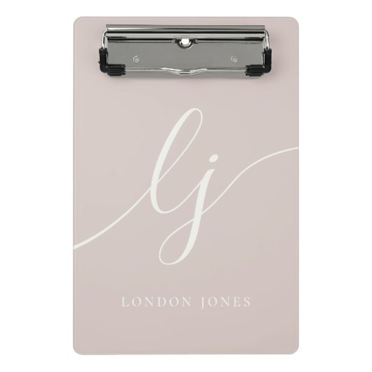 Monogram Initials Professional Minimal Rose Ivory ミニクリップボード (正面)
