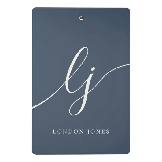 Monogram Initials Professional Minimal Script Name ミニクリップボード (裏面)