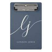 Monogram Initials Professional Minimal Script Name ミニクリップボード (正面)