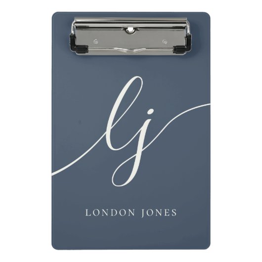 Monogram Initials Professional Minimal Script Name ミニクリップボード (正面)