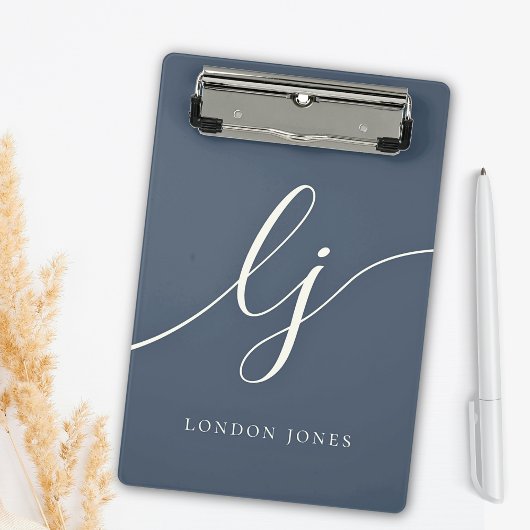 Monogram Initials Professional Minimal Script Name ミニクリップボード