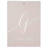 Monogram Initials Professional Rose Ivory Script クリップボード (裏面)