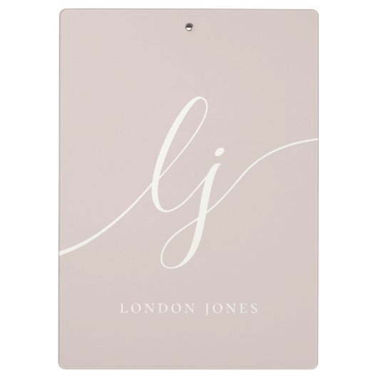 Monogram Initials Professional Rose Ivory Script クリップボード (裏面)