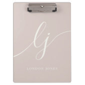 Monogram Initials Professional Rose Ivory Script クリップボード (正面)