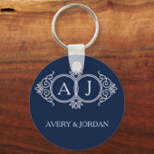 Monogram initials wedding  frame minimal design  キーホルダー (正面)