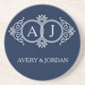 Monogram initials wedding  frame minimal design  コースター (正面)