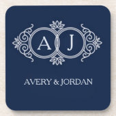 Monogram initials wedding  frame minimal design  コースター (正面)