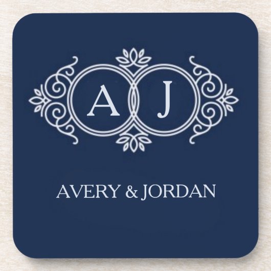 Monogram initials wedding  frame minimal design  コースター (正面)