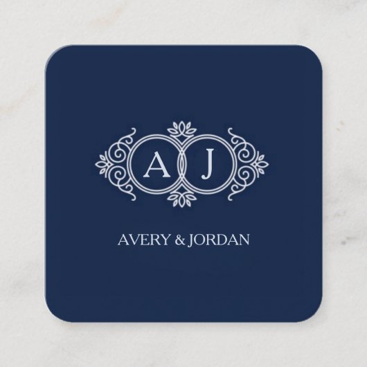 Monogram initials wedding  frame minimal design  スクエア名刺 (正面)