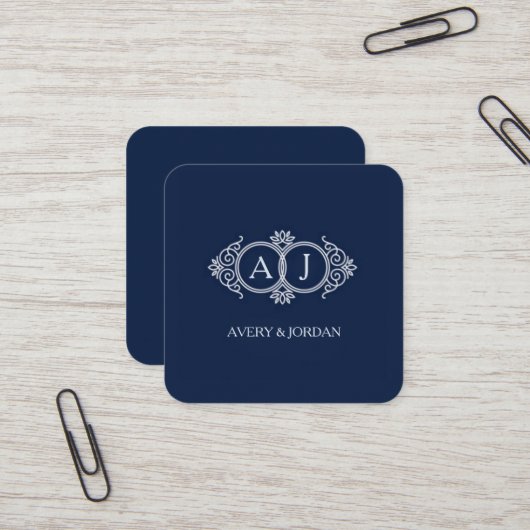 Monogram initials wedding  frame minimal design  スクエア名刺 (正面/裏面インサイチュ)