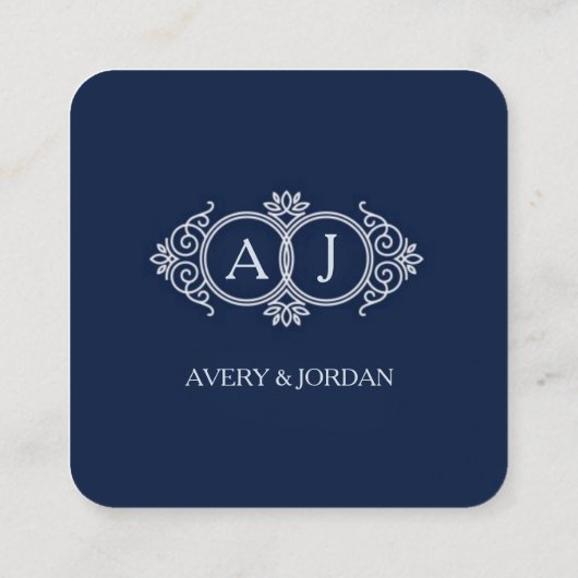 Monogram initials wedding  frame minimal design  スクエア名刺 (裏面)