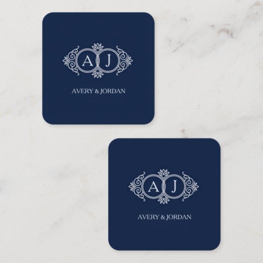 Monogram initials wedding  frame minimal design  スクエア名刺 (正面/裏面)