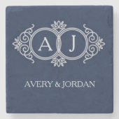 Monogram initials wedding frame minimal design ストーンコースター (正面)